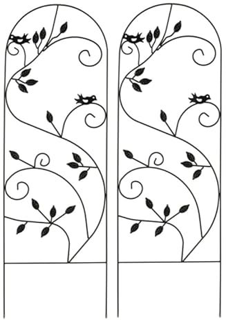 Garden Gear 1.2 Metre Metal Plant Support, Decorative Bird Design for Borders, Flowerbeds, Plant Pots & Pathways (2 x Leaves)