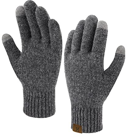 Bequemer Laden Winter Warm Damen Touchscreen Handschuhe Thermo Winterhandschuhe Gerippt Strickhandschuhe mit Winddicht Manschette Frauen Geschenk, Dunkelgrau