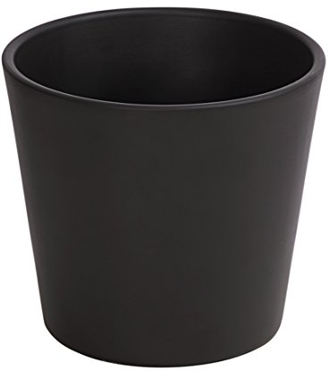 Dehner Übertopf Basic, Ø 26 cm, Höhe 23 cm, Keramik, glasiert, dunkelgrau