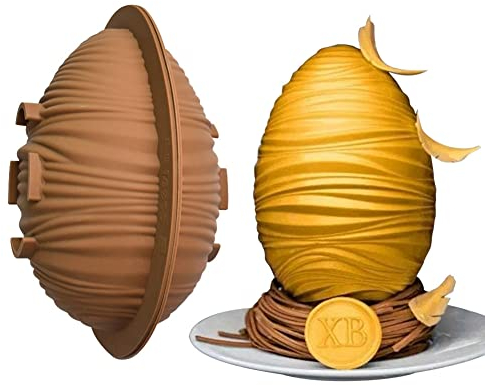 Stampo in silicone per uova di Pasqua in silicone 3D, per Pasqua, per cioccolato, gelatina, mousse, fai da te, decorazione per torte, candele 3D, 2 pezzi