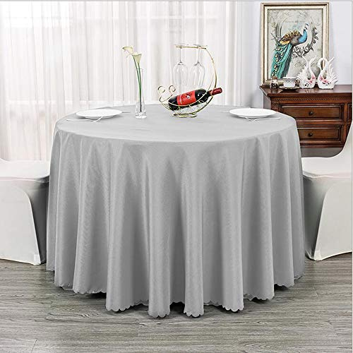 Lukery Tischdecke Abwaschbar Gartentischdecke, Tischdecke Rund Tischdecken Einfarbig Tischtuch Outdoor Indoor, Tisch Schutz für Geburtstag Hochzeit Festival (Durchmesser 200cm,Silber grau)