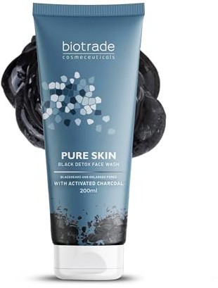 Biotrade Pure Skin Schwarzes Reinigungs-Gesichtswaschgel mit Aktivkohle – Sanfter Gesichtsreiniger für alle Hauttypen mit Mitessern und verfeinerten Poren – 200 ml