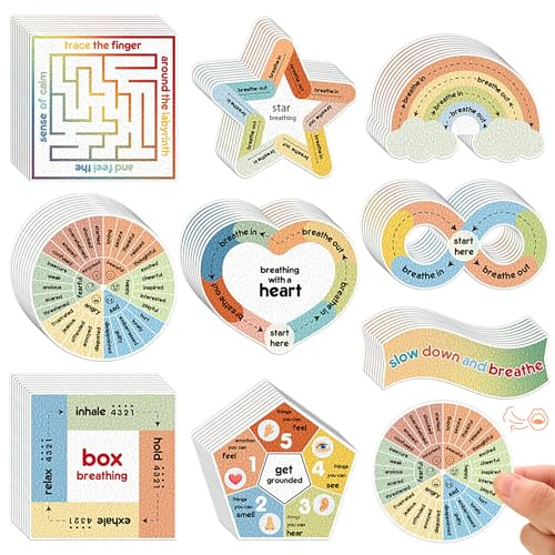 Libima 72 Pieces Anxiety Sensory Stickers Textured Stickers Fidget Mindfulness Sticker School Counselor Supplies Adult Sensory Items Anxiety Relief, 9 Styles(Retro Color)