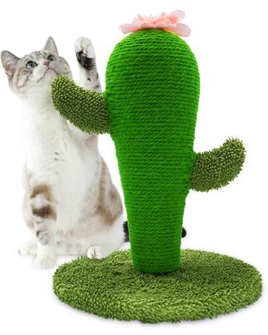 AUSCAT Columna rascador de cactus para gatos, columna rascadora de cactus, juguete para gatos de sisal natural interior para gatitos