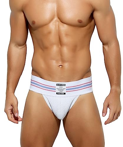Casey Kevin Jockstrap män 7,5 cm bred midja suspensorium män andningsbara sportunderkläder S–3XL, A1-vit, XXL