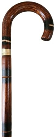Stock-Fachmann® Gehstock Gehhilfe Spazierstock Kastanie Mit Rundhakengriff Design Bambus Goldfarbenes Schmuckband Und Gummikapsel Farbe Braun Länge Wählbar Belastbar Bis 100kg