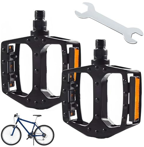 FZYCOM Pédales de Vélo Antidérapantes en Aluminium avec Réflecteurs, Roulement 9/16in, Pédales de VTT pour BMX, MTB, Vélos de Course