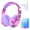 JYPS Auriculares para Niños Con Cable y Micrófono, Ajustable Plegable Cascos, 85/94dB Limitador Volumen, Diadema Infantil para iPad/PC/Phone (Lila)