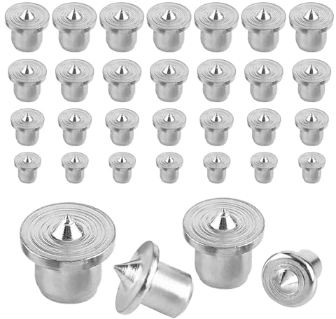 JurciCat 32 Stück Holzdübel Set Dübelhilfe Dübelsetzer Dübelloch Markierer 6/8/10/12 mm Für Holzarbeiten Bohrwerkzeuge (massiv)