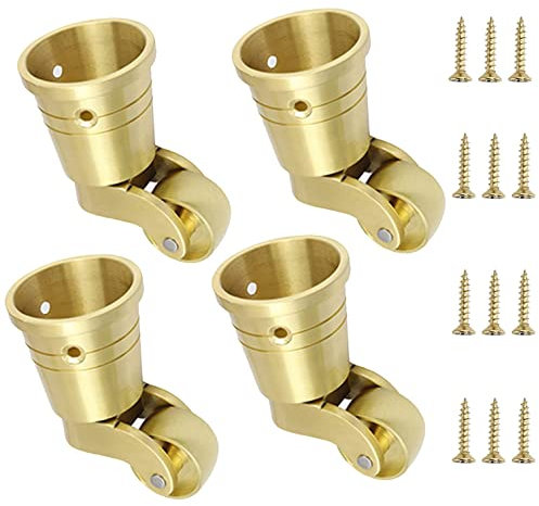 Ruedas para muebles Ruedas Giratorias de Latón Pulido Antiguo de 360 ​​° Ruedas de Transporte, 4 Piezas Ruedas for Muebles Estilo Taza de Latón Macizo, Ruedas Giratorias, Ruedas de Latón, for Muebles