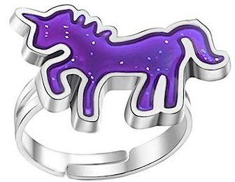budiniao Stimmungsringe, veränderbare Farbe, einstellbare Temperatur, Gefühl, Mode, niedlich, Kostümrequisiten, mehrere Formen, Männer, Kinder, Geschenk, Einhorn