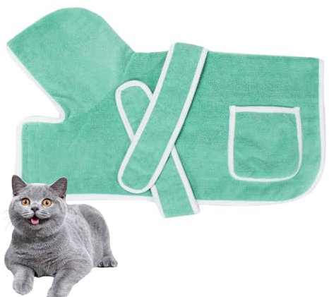 PJDDP Hundebademantel, Saugfähiger Hunde Bademantel, Hunde Handtuch Mit Hund Bademantel Mantel Haustier Bademantel Mit Magischem Klebeband,Grün,L