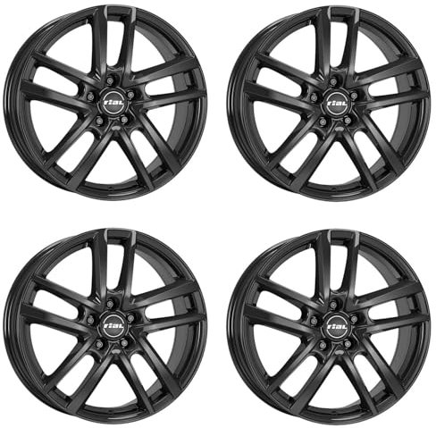 4x Rial Felgen Alufelgen Astorga 7.0Jx17 ET49 5x112 diamant-schwarz kompatibel mit VOLKSWAGEN Beetle Cross Touran E-Golf Golf Jetta Touran