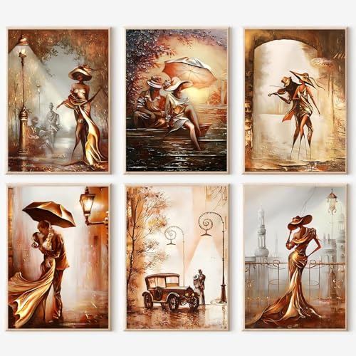 JATOK Malen nach Zahlen Erwachsene, 6er-Set, Elegante Frauen, 25 x 35 cm | 6 einzeln ausgestattete Malsets mit Leinwand, Acrylfarben und Pinseln; kleine Projekte für Anfänger, Paare oder Gruppen