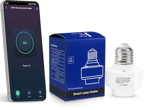 QIACHIP Smart WiFi Lampen Glühbirnenfassung E27 Lampenadapter mit Smart Life App Timer Kompatibel mit Alexa Sprachsteuerung und Google Assistant TUYA Control, Max 500W