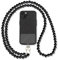 Xuigort Chaîne de téléphone portable - Perles universelles - À porter autour du cou - Avec patch - Chaîne de téléphone portable - Cordon de téléphone portable - Compatible (acrylique, noir), M,