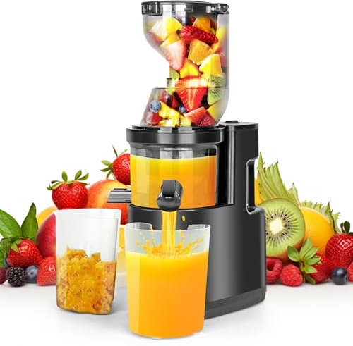 Gaethra Extractor de Zumos y Verduras 500W, Licuadora Prensado en Frio con Función de Reversa, Juicer Machine 100% Libre de BPA, Apertura De 82MM Y Máquina De Jugo De 1,2L, Apta Para Lavavajillas