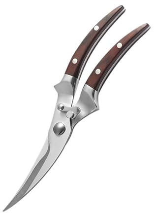 Kitchen Scissors, Kitchen Scissors Stainless Steel Wooden Handle Shear Fish Duck Butter Chicken Bone Vegetable Cutter Kitchen Cooking Tool
