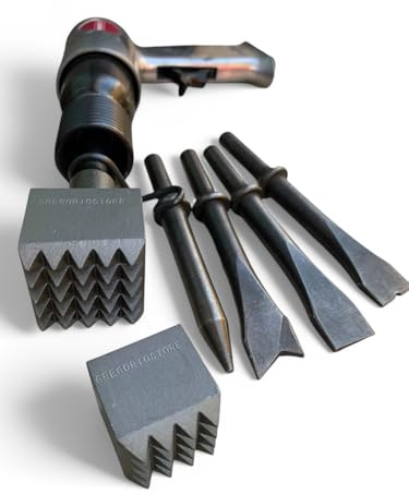 Bocciarda Per Pietra Dura, Per Bocciardatura, Cazzuola, Con Scalpellatore Pneumatico, Con Codolo Intercambile, In Acciaio Temprato, Made in Italy (Kit 2 Pezzi (2,5x2,5+3,5x3,5 cm))