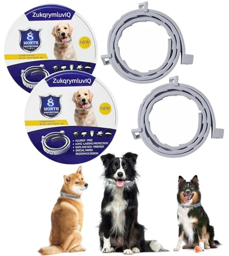 2 Pack Natural Essential Oil Dog Collar, Waterproof Adjustable Dog Collar, Suitable For Dogs Over 7 Weeks Old, Helps Prevent Infections ，16 Months Protection