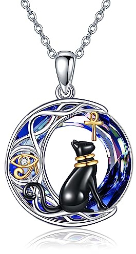 Bastet Collana in argento Sterling con gatto egiziano Bastet gioielli egiziani per donne