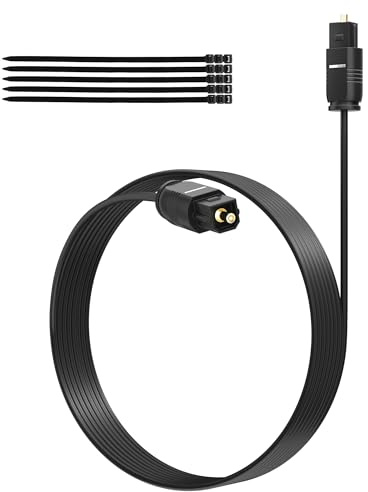 Adoreen Cavo audio ottico digitale ultra sottile, 15 m, cavo in fibra ottica SPDIF Toslink placcato oro ad alta velocità flessibile e durevole per TV Soundbar Home Theater console di gioco PS4 Xbox