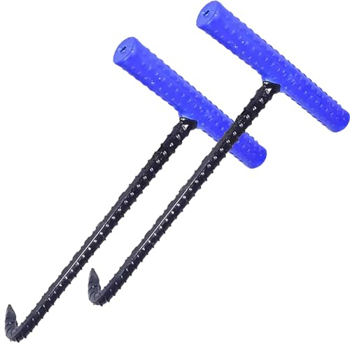 Drain Cover Grates Crowbar 24in Manhole Cover Hook with T-Style Handle, Non-Slip Manhole Puller Tool for Home/Outdoor, Steel Drain Cover Pry Bar/Sewer Lids Crowbar Lifter, 2pcs(0.5in Dia,12in/30cm)