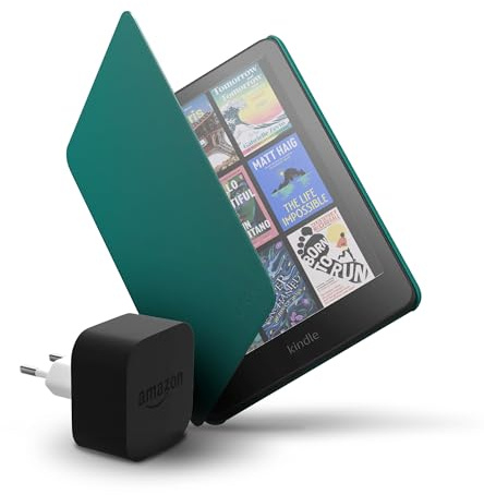 Amazon Kindle Colorsoft 16 GB + Custodia in fibra vegetale verde giada + Caricatore da 9 W