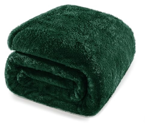 Whale Flotilla Coperta in Pile Calda in Microfibra, Copriletto per Divano, Coperta Super Morbida e Soffice in Peluche, 230 x 270 cm, Verde Scuro