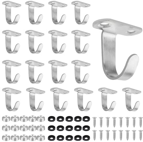TFLPUO 20 Stück Edelstahl Haken Decke, Deckenhaken Garderobenhaken Selbstklebende Schlüsselhaken Wandhaken Kleiderhaken mit Schrauben für Badezimmer Küche Handtuch (Silber)