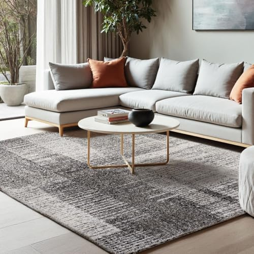 OLIVO.shop Tappeto Salotto Moderno Rettangolare, TappetI Arredo Pelo Corto Morbido, Tappeto Soggiorno Camera da Letto, Facile da Pulire Grigio ART STREET GREY (110x170 cm)