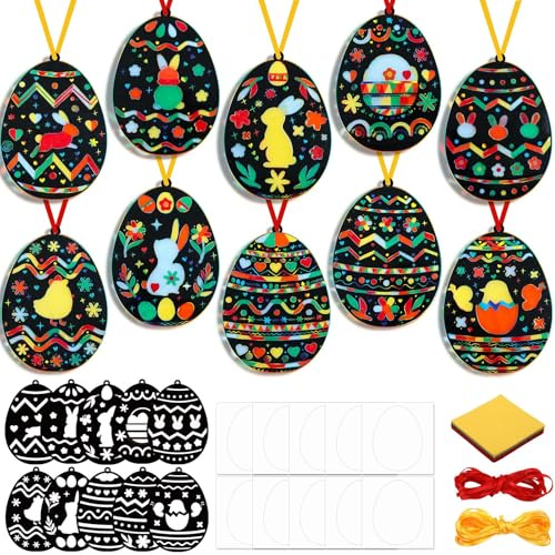 JULMELON 30 Stueck Ostern Basteln Kinder Fensterbilder Bastelset Anhanger | Papier Osterbasteln Mit Kindern, Fruehlingsdeko Fur Fenster, Dekoration Geschenke
