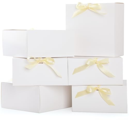 10 Stück Geschenkbox,GeeRic Verpackungswelt Geschenk-Box mit Deckel 20 * 20 * 10CM mit Geschenkband für Gebäck, Muffins, Macarons, Keksbox