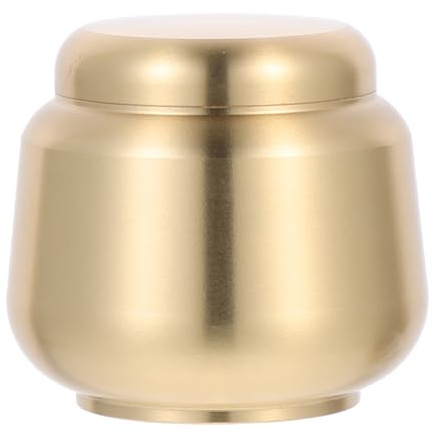 DOITOOL Mini Urna de Cobre para Cenizas, Ataúd Cinerario Pequeño, Recipiente Sellado Metálico Redondo, Almacenamiento Seguro para Cenizas Humanas y Mascotas, Uso Funerario Práctico