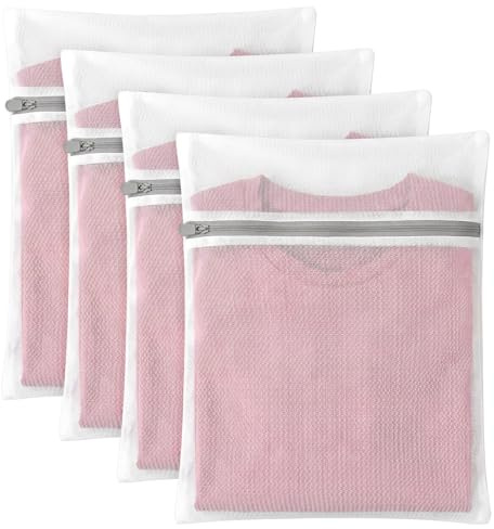 Ouligay 4 Stück Netz Wäschesäcke 30x25cm Klein Wäschenetz für Waschmaschine | Empfindliche Wäschebeutel Klein Waschbeutel mit Reißverschluss für Feinwäsche, Strümpfe, Unterwäsche, BH, Dessous