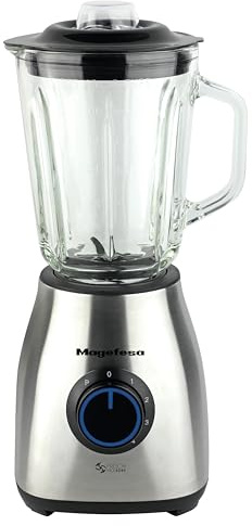 MAGEFESA FRISCH Licuadora de 1,5 Litros, Dispone de Selector de 4 Velocidades, Con Jarra de Cristal y Cuerpo de Acero Inoxidable, Luz Indicadora