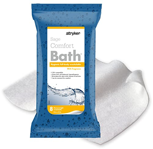 Comfort Bath® Cleansing Washcloths - 22 Packages, 176 Cloths - No Rinse Bathing Wipes, Ultra-Soft and Thick Heavyweight Cloth, Light Fragrance