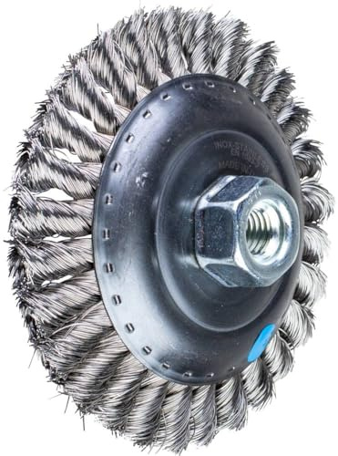 PFERD TOOLS Kegelbürste gezopft KBG | Ø 125x15mm M14 Edelstahl-Draht-ø 0,35 | 43317003 – für Winkelschleifer
