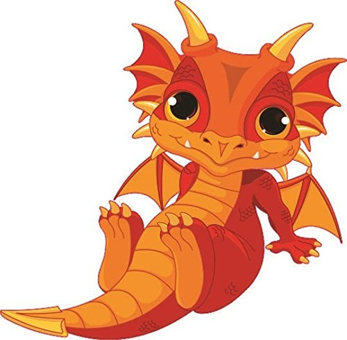 U24 Aufkleber liegender roter Baby Drachen Autoaufkleber 18 x 18 cm Sticker Konturschnitt
