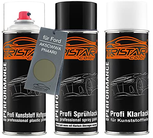 TRISTARcolor Autolack Spray Kunststoff für Ford AK5CWWA / PN4AR0 Brisban. | Lunar Sky Metallic / Brisbane Brown Perl Metallic, Sprühdosen-Set für Stoßstange/Plastik