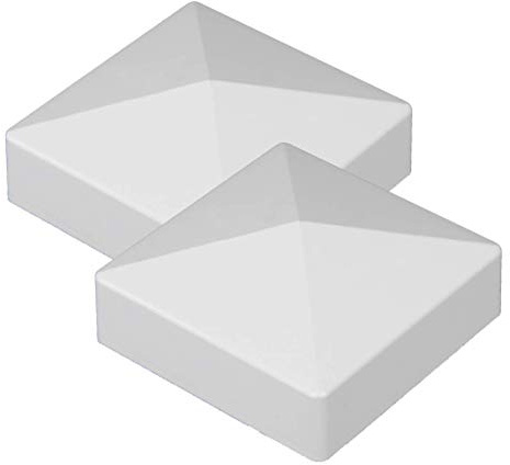 (2 Pack) PVC Vinyl 4 inch x 4 inch External Pyramid Post Cap - White - 4x4