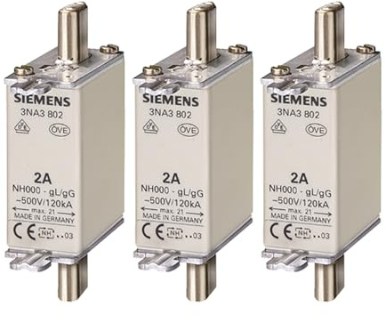 SIEMENS - x3 Stück NH-Sicherungseinsatz, NH000 35 A Stirnkennmelder