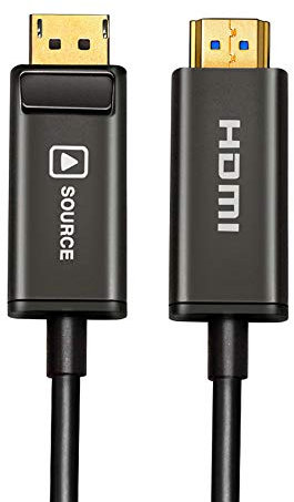 Jeirdus 12Meters DisplayPort (DP) to HDMI Cable AOC Fiber Optic Cable 18G 4K @60Hz UHD Gold-Plated Cord for PC, Graphic Card, Laptop, HDTV Monitor,Blue Ray Player