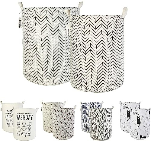 LessMo 2PCS Faltbarer 17,7 Wäschekorb - 2er Set - Weiß - Kapazität 40L - Zeit sparen beim Sortieren - Für Wohnzimmer & Camping