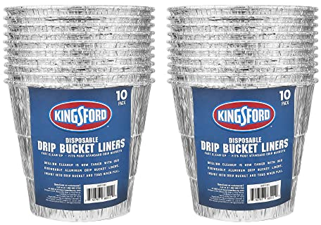 Kingsford Sacchetti usa e getta per secchio antigoccia, 10 pezzi, in alluminio, per barbecue e grill, facili da pulire, si adattano alla maggior parte dei secchi antigoccia standard (confezione da 2,
