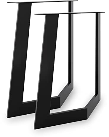 Magnetic Mobel 2X Tischkufen aus Metall | Trapez | Industrial Tischbeine in Schwarz Weiß & Rohstahl | Tischgestell (Schwarz)
