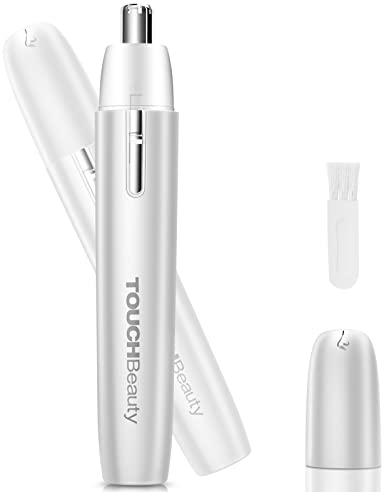 TOUCHBeauty Tagliapeli Elettrico Naso e Orecchie, Taglio Indolore e Sicuro, Alimentato a Batteria AAA, Impermeabile IPX5 per Uomo, Design Portatile Grigio
