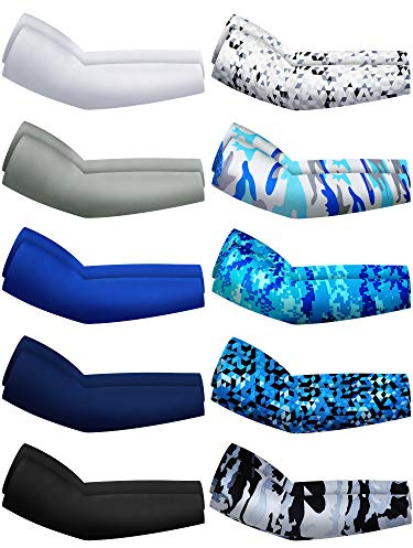 diyfixlcd 10 pares de mangas de protección solar para brazos, de compresión deportiva, para baloncesto, correr, ciclismo, golf, multicolor, Taille unique