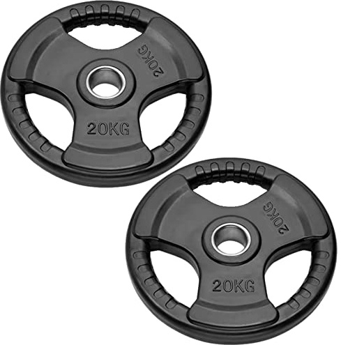 Coppia Dischi Olimpici per Bilancieri e Manubri | Bumper Plates Foro da 50 mm Dischi Peso Gommati da 2,5 Kg a 20 Kg (2 dischi da 20 kg)