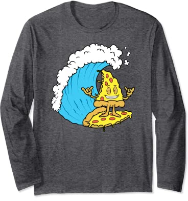 Pelle à fromage pour surf, pizza, surf, équitation, drôle Peperoni Manche Longue